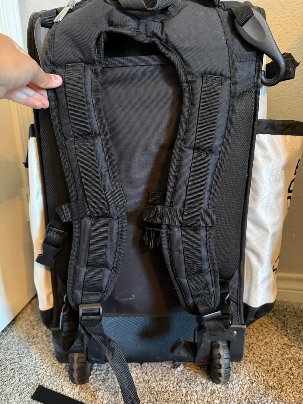Black and white boombah softball bag